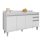 Balcão Cozinha Ayla 150cm Branco  C/ Tampo - Belliv Decor