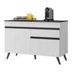 Balcão Cozinha Gabinete Pia 120 cm 2 Portas 1 Gaveta Veneza Multimóveis MP3680.964 Branco/Preto