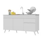 Balcão Cozinha Gabinete Pia 150 cm 3 Portas 1 Gaveta Veneza Multimóveis MP2072.891 Branco