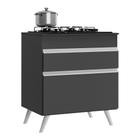 Balcão Cozinha para Cooktop 70 cm 1 Porta 1 Gaveta Veneza Multimóveis MP3706.898 Preto/Branco