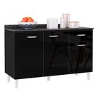 Balcão Cozinha Pia 120cm com Tampo Classic P11 Preto/Marmore - Mpozenato