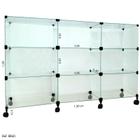 Balcão de Atendimento Modulado em Vidro com Rodízios - 1,50x 1,00 X 0,40