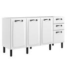 Balcão de Cozinha 160cm Aço 4 Portas 2 Gavetas Armário Modular Organizador Compacto Branco