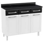 Balcão de Cozinha de Aço Triplo Telasul Topázio C/ Tampo Branco/Preto