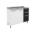 Balcão de Cozinha Modulado c/Pia Múltipla 6015 3 Portas e 2 Gavetas Branco/Preto - Bertolini