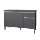Balcão de Lavanderia 120cm com Tampo Tatiane 3 Portas 1 Gaveta Cinza - AJL