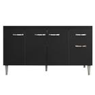 Balcão de Pia Cozinha 4 Portas Gabriela 150 cm Preto Sem Tampo AJL Móveis