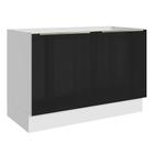 Balcão de Pia Madesa Lux 120 cm 2 Portas - Branco/Preto