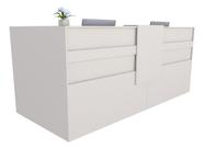 Balcão em L Recepção Caixa 225cm Branco - Linha Premium 1.1 - Marcenaria Online