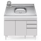 Balcão Gabinete com Pia Inox 120cm Michigan Branco - Lumil