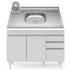 Balcão Gabinete com Pia Inox 120cm Michigan Branco - Lumil