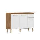 Balcão Gabinete Com Tampo Bahia 120 cm 3 Portas Amêndola/ Branco - Bela Móveis