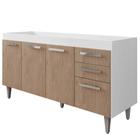 Balcão Gabinete de Pia 150cm 4 Portas 2 Gavetas Lis Branco/Castanho - Mpozenato