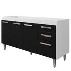 Balcão Gabinete de Pia 150cm 4 Portas 2 Gavetas Lis Branco/Preto - Mpozenato - Mpozenato - LM