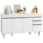 Balcão Gabinete de Pia com Tampo 150cm 4 Portas 2 Gavetas Marrocos Branco - Lumil