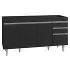 Balcão Gabinete de Pia sem Tampo 150cm 4 Portas 2 Gavetas Marrocos Preto - Lumil