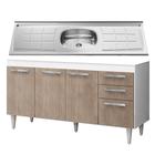 Balcão Gabinete Lis com Pia Inox 150cm 4 Portas Branco/Castanho - Mpozenato - Mpozenato - LM