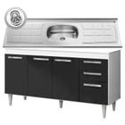 Balcão Gabinete Lis e Pia Inox 150cm 4 Portas Lis - Mpozenato