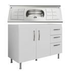 Balcão Gabinete Nathan e Pia Inox 120cm 2 Portas - Nathy Móveis