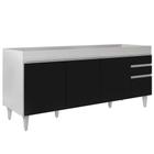 Balcão Gabinete Para Pia 180cm Sem Tampo Branco/preto