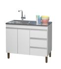 Balcão Gabinete Para Pia 99 cm De Cozinha Karen - Sem Tampo Branco