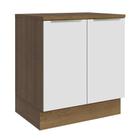 Balcão Madesa Lux 70 cm 2 Portas - Rustic/Branco Veludo (Com Tampo)