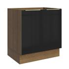 Balcão Madesa Lux 70 cm 2 Portas - Rustic/Preto (Sem Tampo)