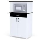 Balcão Microondas Cozinha 2 Portas Carina Branco e Preto Flex 970 AJL Móveis