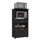 Balcão Multimóveis Multiuso Forno E Microondas Branco Ref. 4060g 2 Portas E 1 Gaveta - Preto Preto