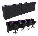 Balcão Recepção Caixa 384cm Preto - Linha Premium - Mod 1.1