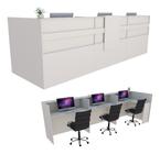 Balcão Recepção Caixa em L 298cm Branco - Linha Premium 1.1