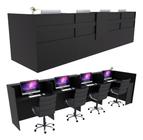Balcão Recepção em L 397cm Preto - Linha Premium - Mod 1.1