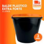 Balde De Plástico Com Alça 12 Litros Resistente - Kit C/5un