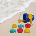 Balde de praia conjunto 8 peças para diversão à beira mar brinquedo areia