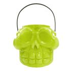 Balde Halloween Caveira Neon Grande com Alça 16cm