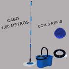 Balde Mop Pro 360 Com Centrifuga Inox Removível E Dreno Cabo 1,60m - Azul