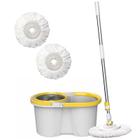 Balde Mop PRO Esfregão Com Cesto Inox Cabo 1,60 Metros Com 3 Refis - 1 Microfibra, 1 Limpeza Pó, 1 Microfibra