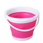 Balde Retrátil Dobrável Silicone 10 Litros Portátil Rosa