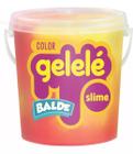 Balde Slime Colorido Gelelé Doce Brinquedo 457g 2 Cores Amarelo e Laranja