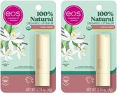 Bálsamo labial eos 100% natural e orgânico de feijão de baunilha 4 ml (pacote com 2)