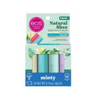 Bálsamo labial eos Natural Shea Minty, pacote com 4 unidades, hidratação para o dia todo