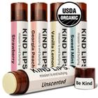 Bálsamo labial Kind Lips USDA Organic, pacote com 5 unidades, 100% natural