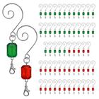 BANBERRY DESIGNS Ganchos de Enfeite de Natal - Conjunto de 60 Cabides de Ornamento de Arame de Prata Acrílico Acrílico Vermelho e Verde - Pergaminho Decorativo S-Gancho Árvore Acessórios com Garras de Lagosta - Decorações Sazonais de Férias...