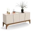 Bancada Buffet Amalfi Off White/Madero Canela 4 Portas Puxadores Cromado com Pés de Madeira - Lukaliam