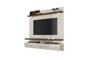 Bancada Suspensa Home Painel Lana 160cm para TV até 60 Polegadas Luminária LED Porta Basculante Off Off White e Savana