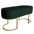 Banco Recamier Estofado Luana Base Gold Veludo Verde - Montanaris Decor - MD MONTANARIS DECOR