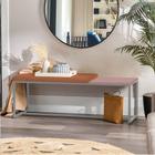 Banco Recamier Puff London 140cm Industrial Prata Suede Terracota Tampo Quadrado MDF Rose - Ahazzo Móveis