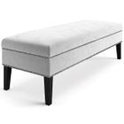 Banco Sofia 1,20m com Tachas Suede Branco - Inova Decor