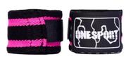 Bandagem Atadura Elastica 2,5M Muay Thai Boxe Preto/Rosa