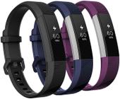 Bandas compatíveis com Fitbit Alta e Fitbit Alta HR, pacote com 3 pulseiras de silicone macio para Fitbit Alta HR Bandas com fivela de metal segura para homens e mulheres, grandes